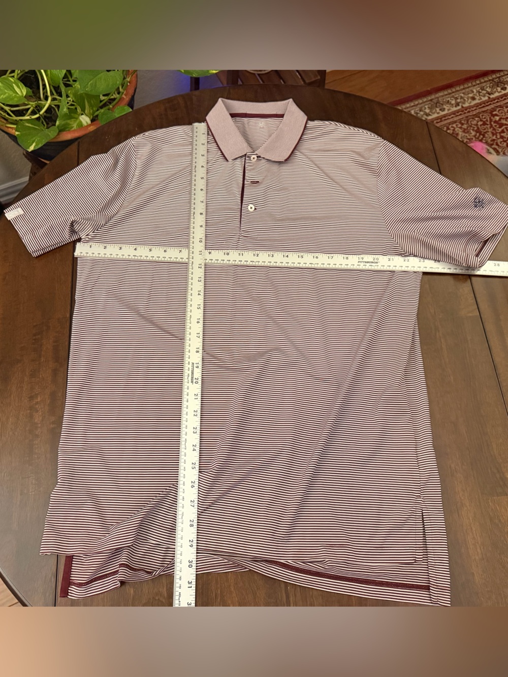 Polo by Ralph Lauren Men's Short Sleeve Stripe Polo - Burgundy and White